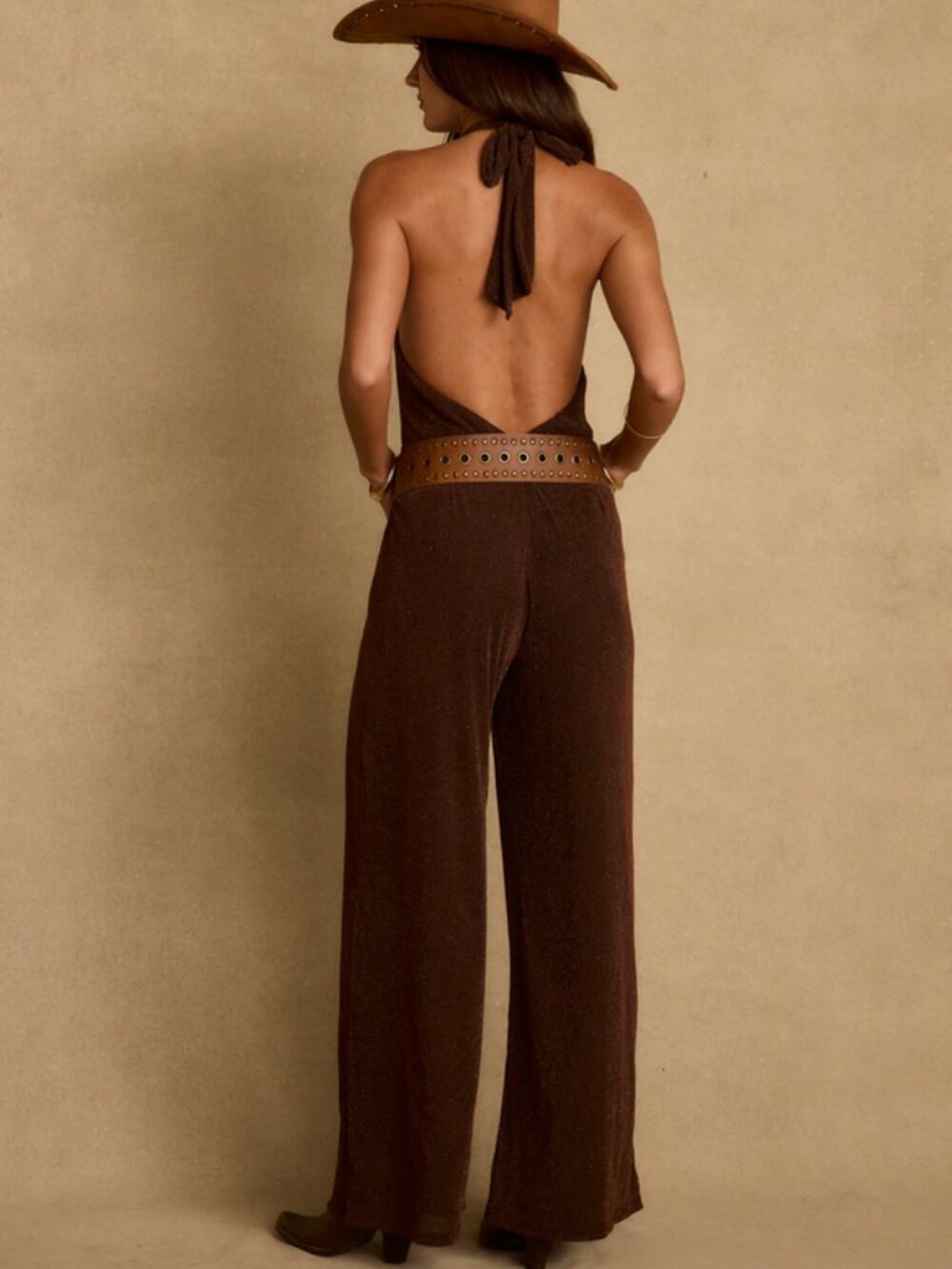 12Th Tribe Stellan Espresso Halter Jumpsuit - Size XS - Picture 2 of 12